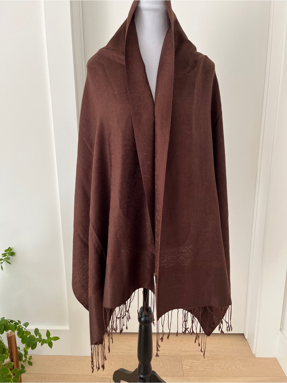 SHAWL Scarf Wrap Oversized Lightweight Wool Silk Blend Fringe Travel Versatile